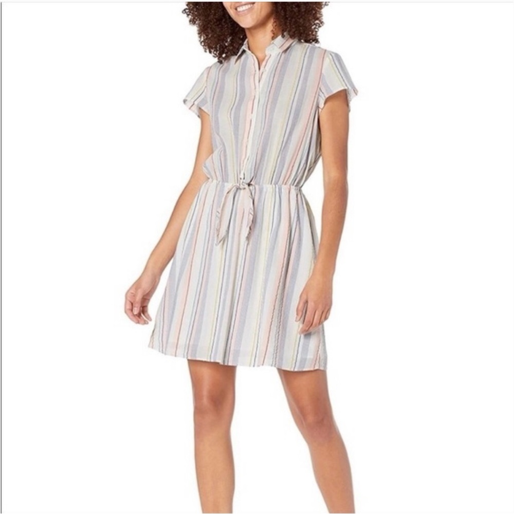 J. Crew Collared Striped Tie Front Mini Dress